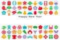 New year card.Ã£â¬â¬Japanese design icons.